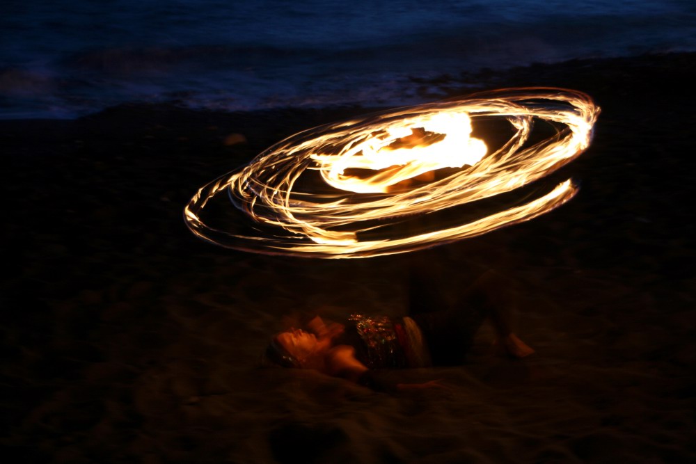 Feuershow am Strand vom Valle Gran Rey